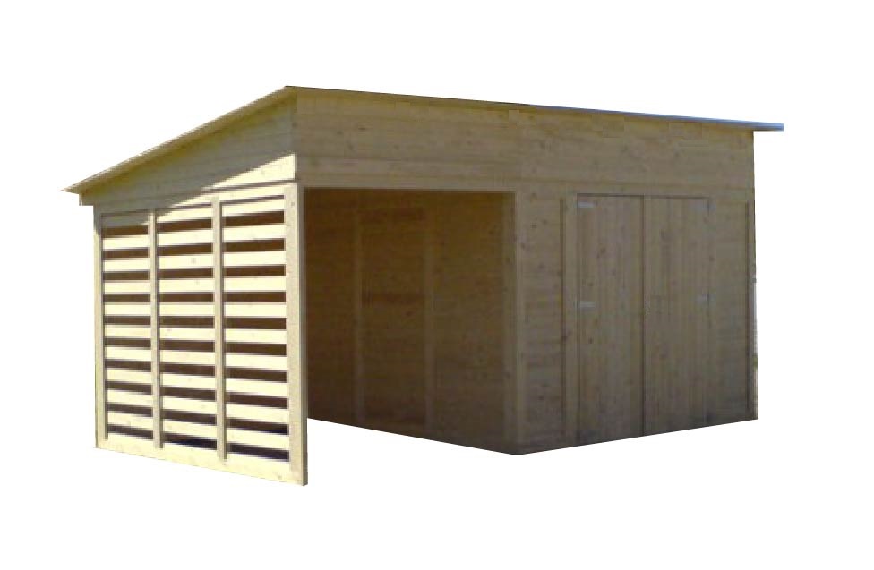 Caseta de jardín de madera con terraza TOL II 9m2 + 6m2, 19mm, con ventana