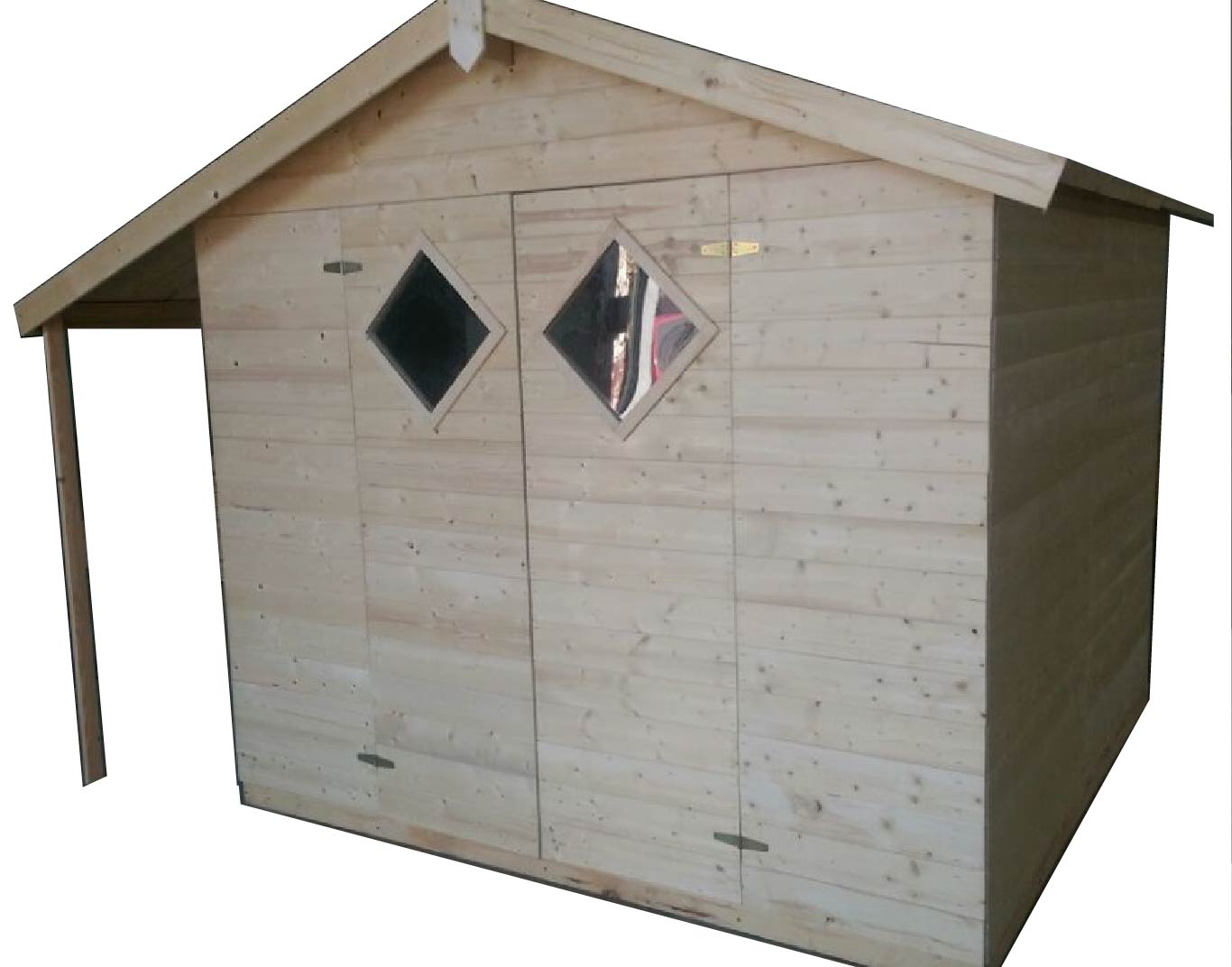 Caseta de jardín con techo voladizo (19mm),3,3x2,7x2,2m (2,4x2,4m) con ventanas