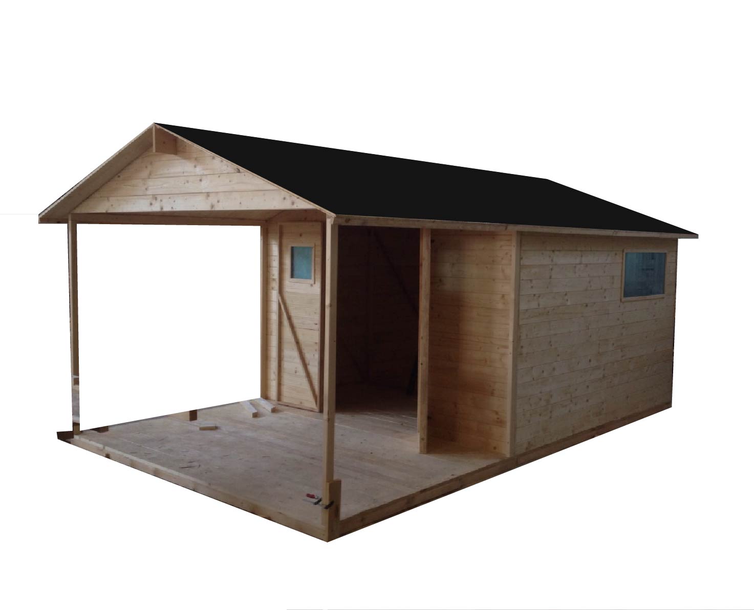 Caseta de jardín de madera con terraza MAD 9m2 + 6m2, 19mm, con ventana