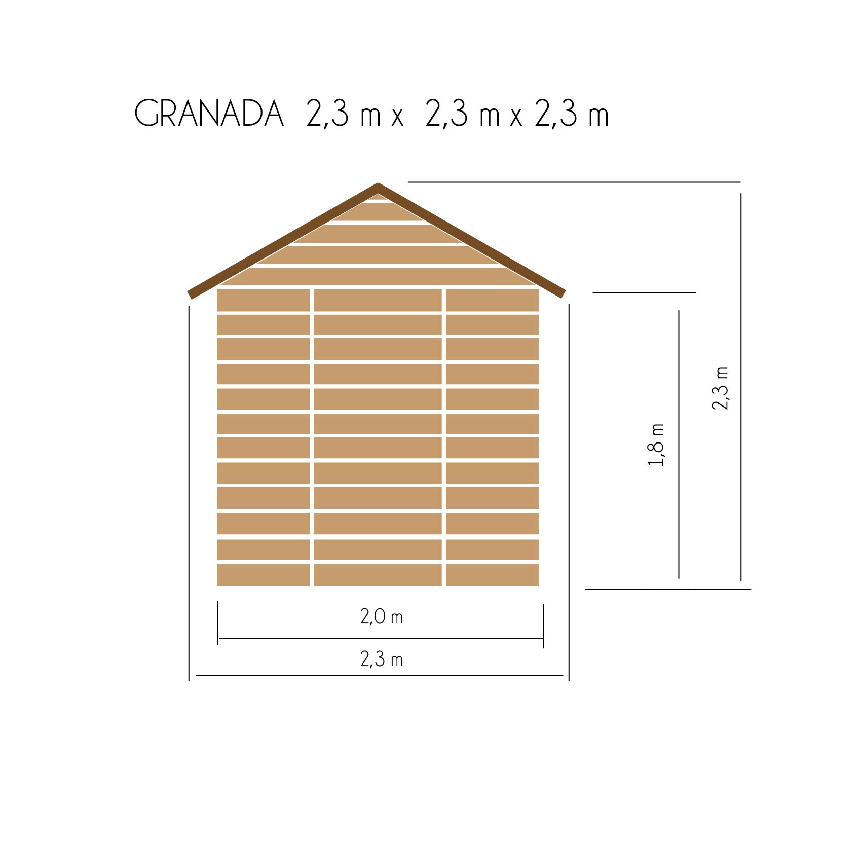 Casetas de jardín hasta 4 m2, Caseta de jardín 2,3x2,3m, (19mm), GRANADA